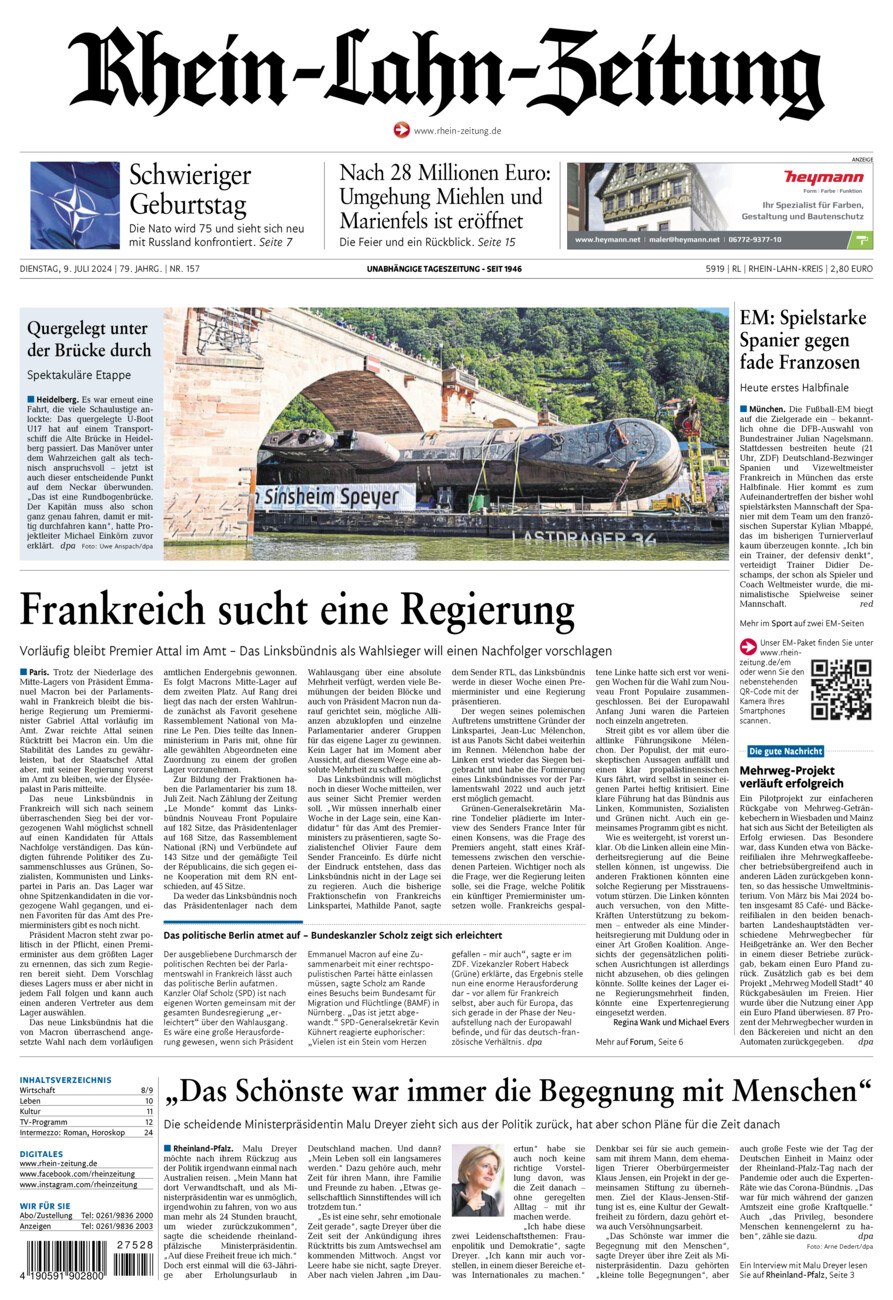 Rhein-Lahn-Zeitung vom Dienstag, 09.07.2024