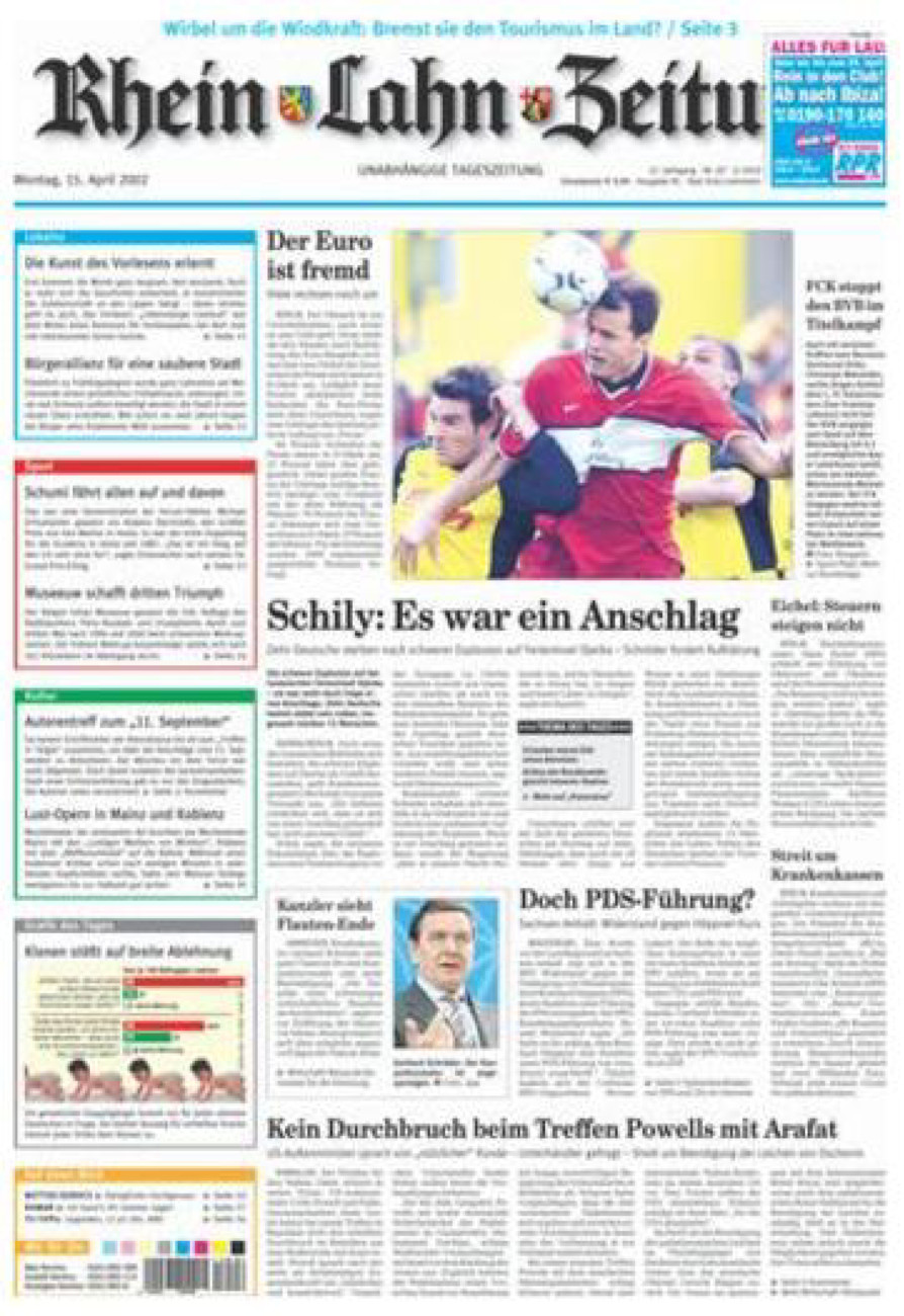 Rhein-Lahn-Zeitung vom Montag, 15.04.2002