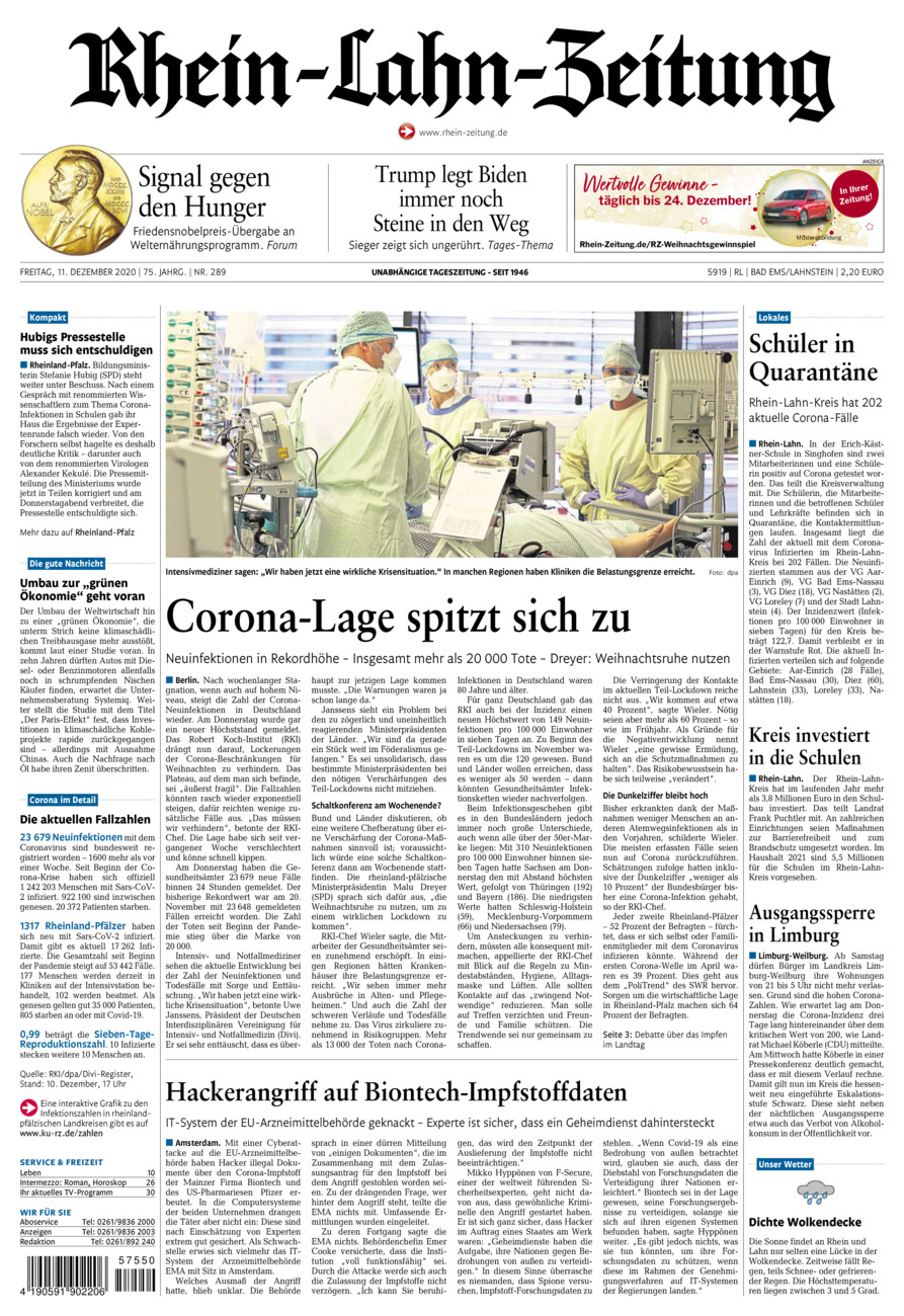 Rhein-Lahn-Zeitung vom Freitag, 11.12.2020