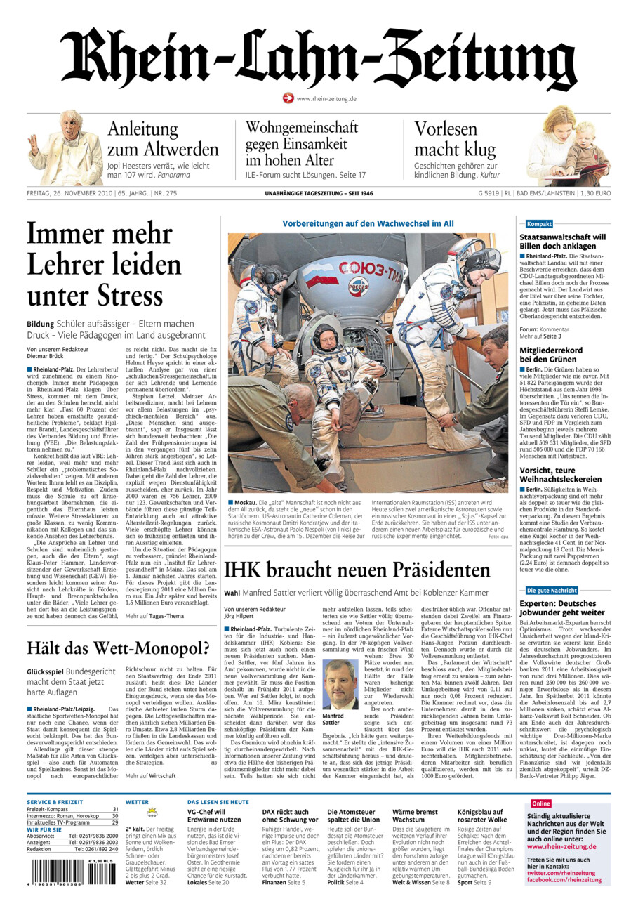 Rhein-Lahn-Zeitung vom Freitag, 26.11.2010