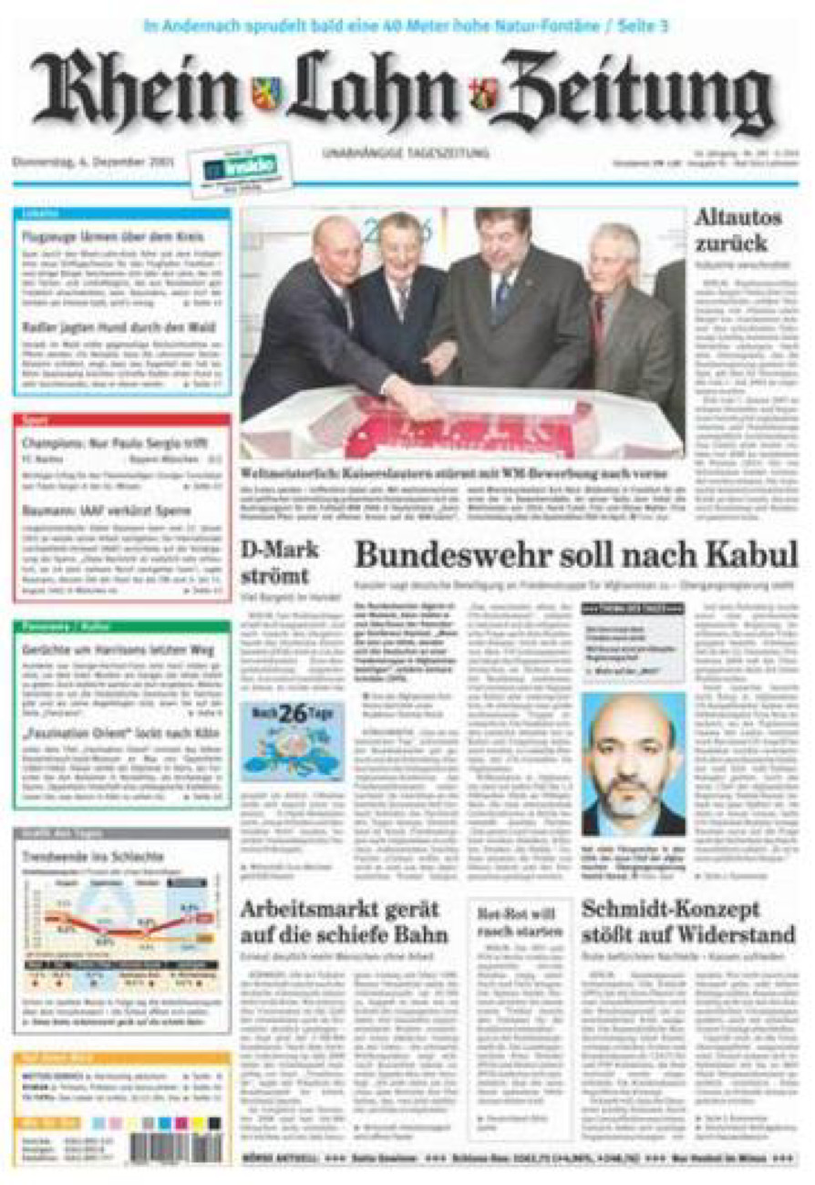 Rhein-Lahn-Zeitung vom Donnerstag, 06.12.2001