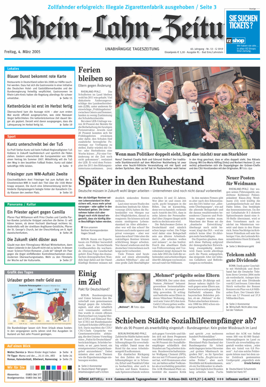 Rhein-Lahn-Zeitung vom Freitag, 04.03.2005