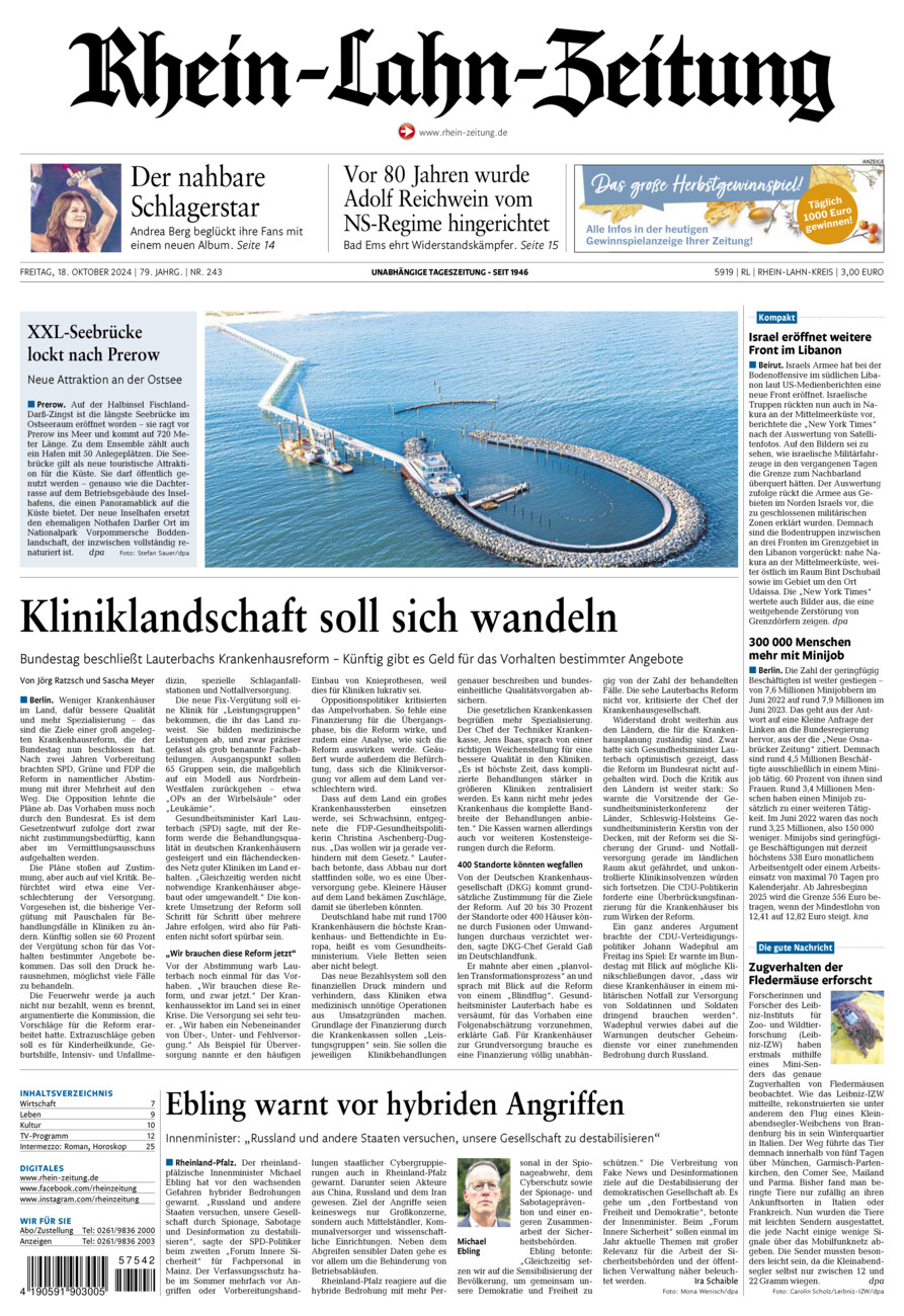 Rhein-Lahn-Zeitung vom Freitag, 18.10.2024