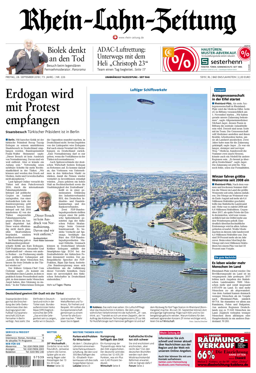 Rhein-Lahn-Zeitung vom Freitag, 28.09.2018