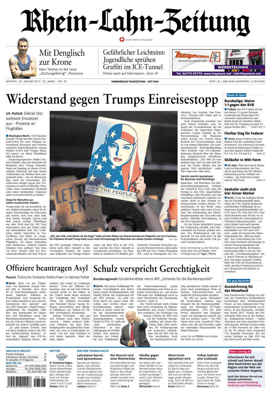Rhein-Lahn-Zeitung vom Montag, 30.01.2017