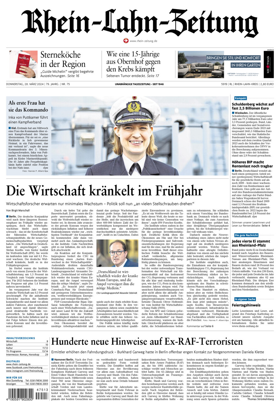 Rhein-Lahn-Zeitung vom Donnerstag, 28.03.2024