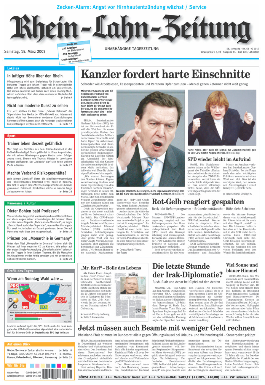 Rhein-Lahn-Zeitung vom Samstag, 15.03.2003