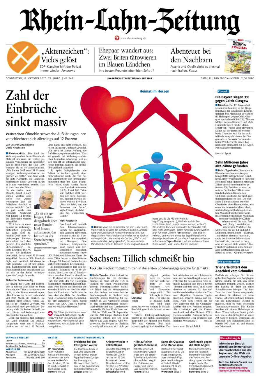 Rhein-Lahn-Zeitung vom Donnerstag, 19.10.2017
