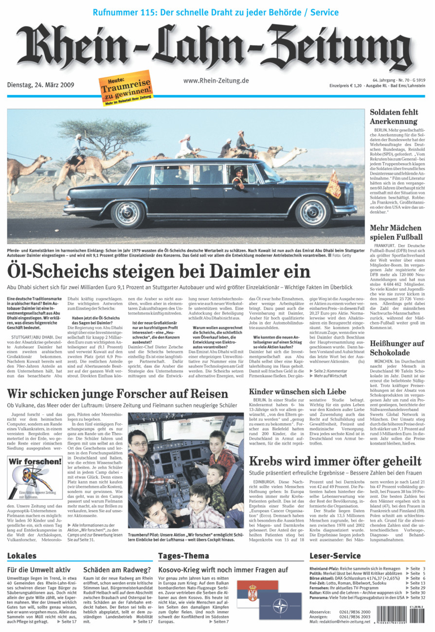 Rhein-Lahn-Zeitung vom Dienstag, 24.03.2009