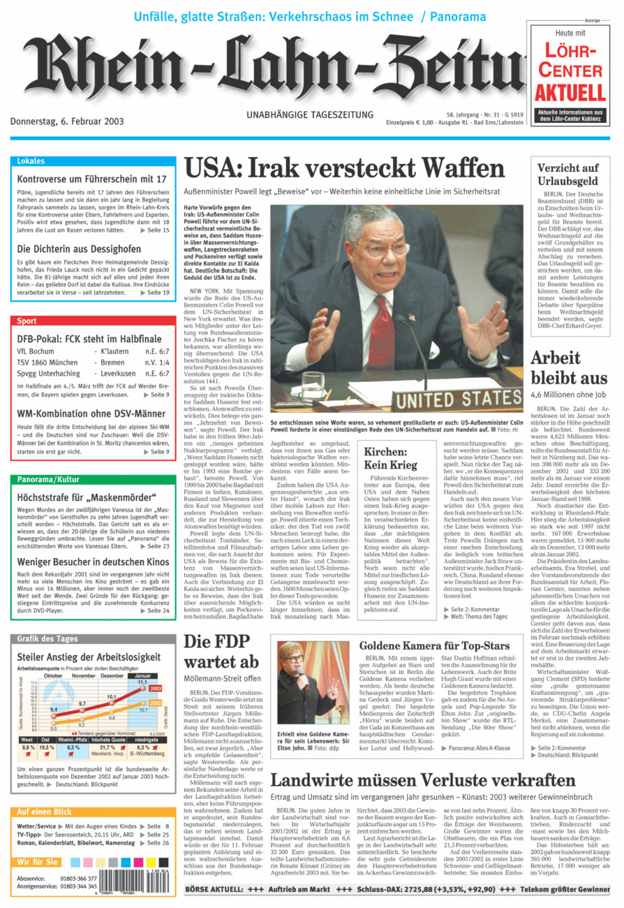 Rhein-Lahn-Zeitung vom Donnerstag, 06.02.2003