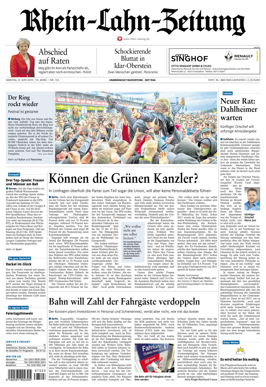 Rhein-Lahn-Zeitung vom Samstag, 08.06.2019