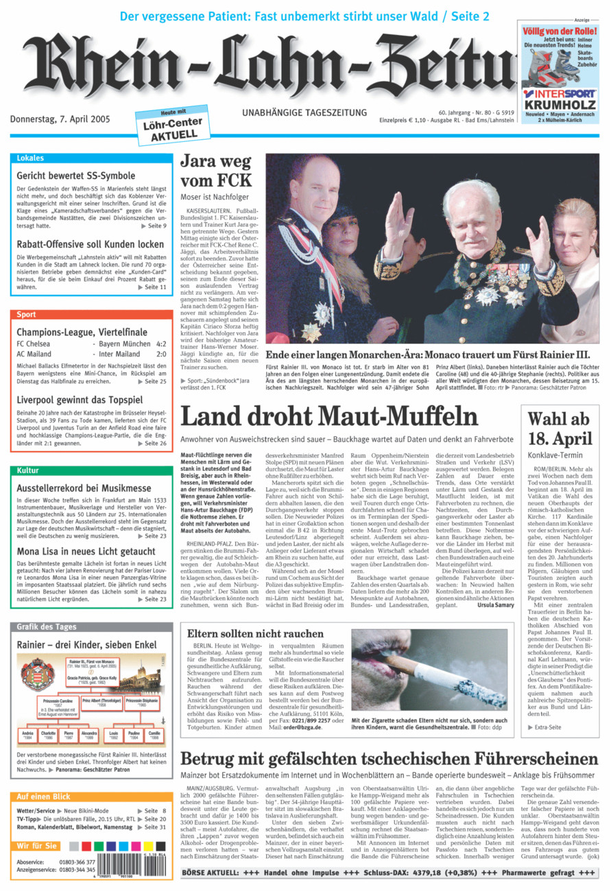 Rhein-Lahn-Zeitung vom Donnerstag, 07.04.2005