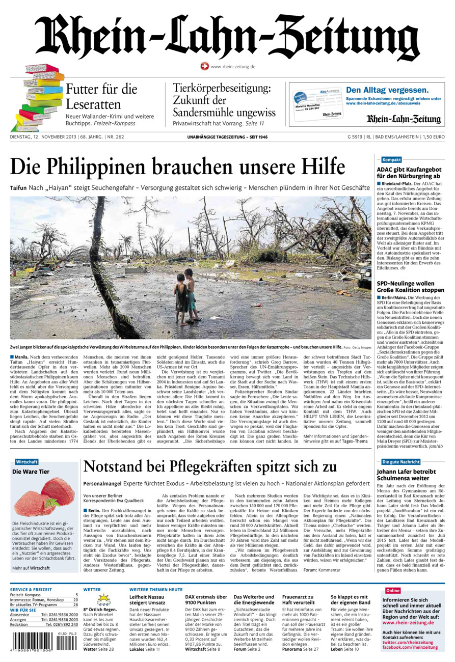 Rhein-Lahn-Zeitung vom Dienstag, 12.11.2013