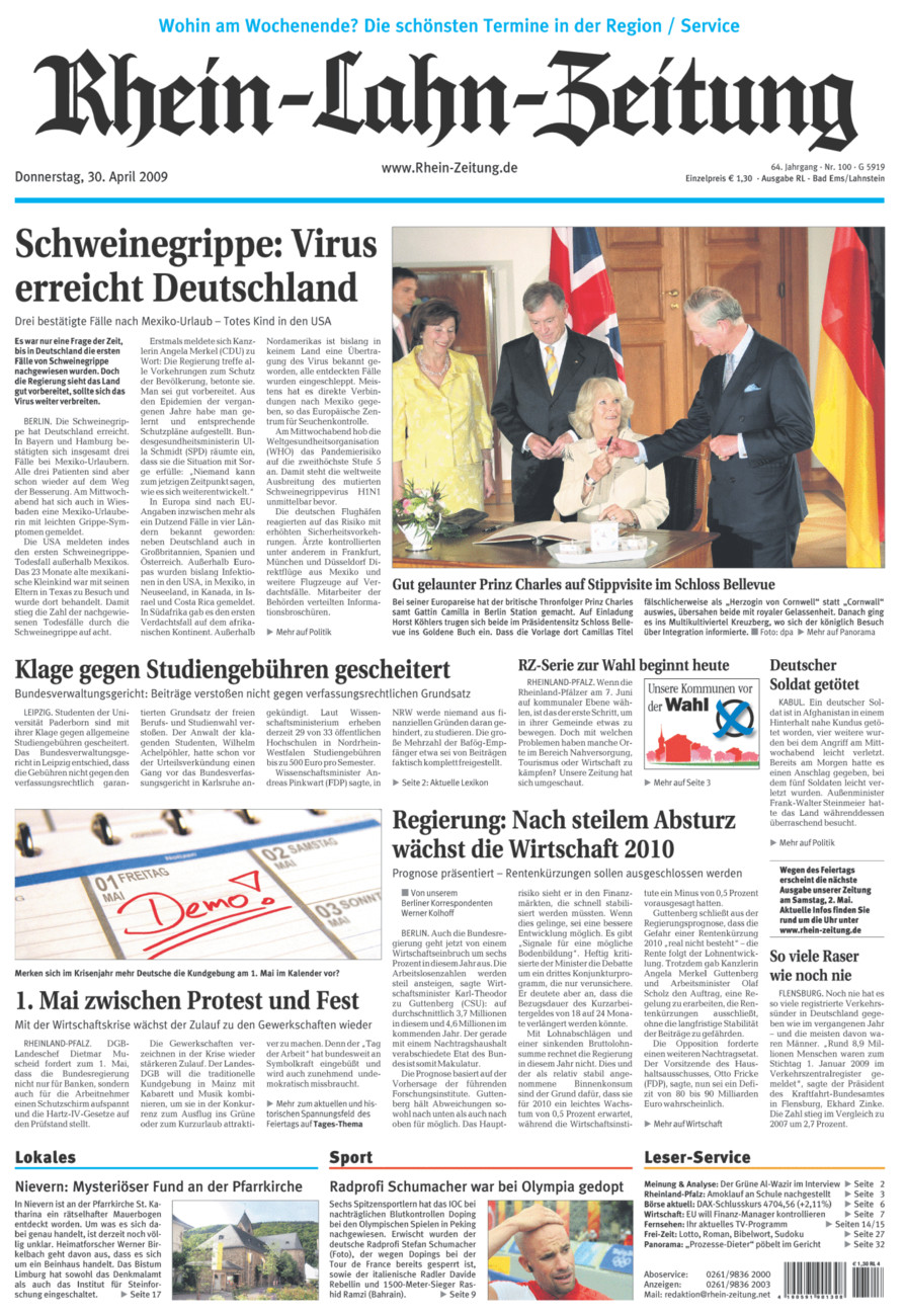 Rhein-Lahn-Zeitung vom Donnerstag, 30.04.2009