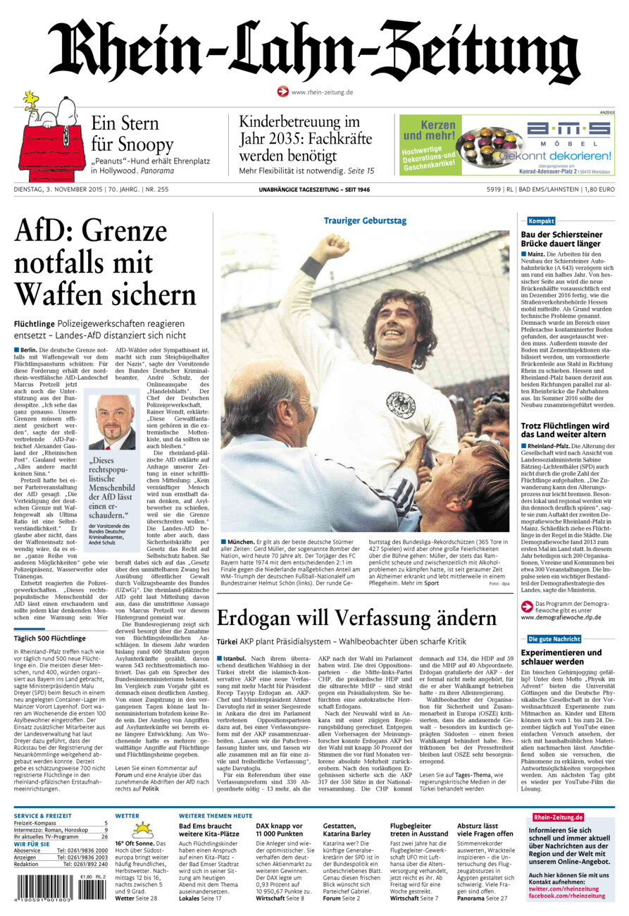 Rhein-Lahn-Zeitung vom Dienstag, 03.11.2015