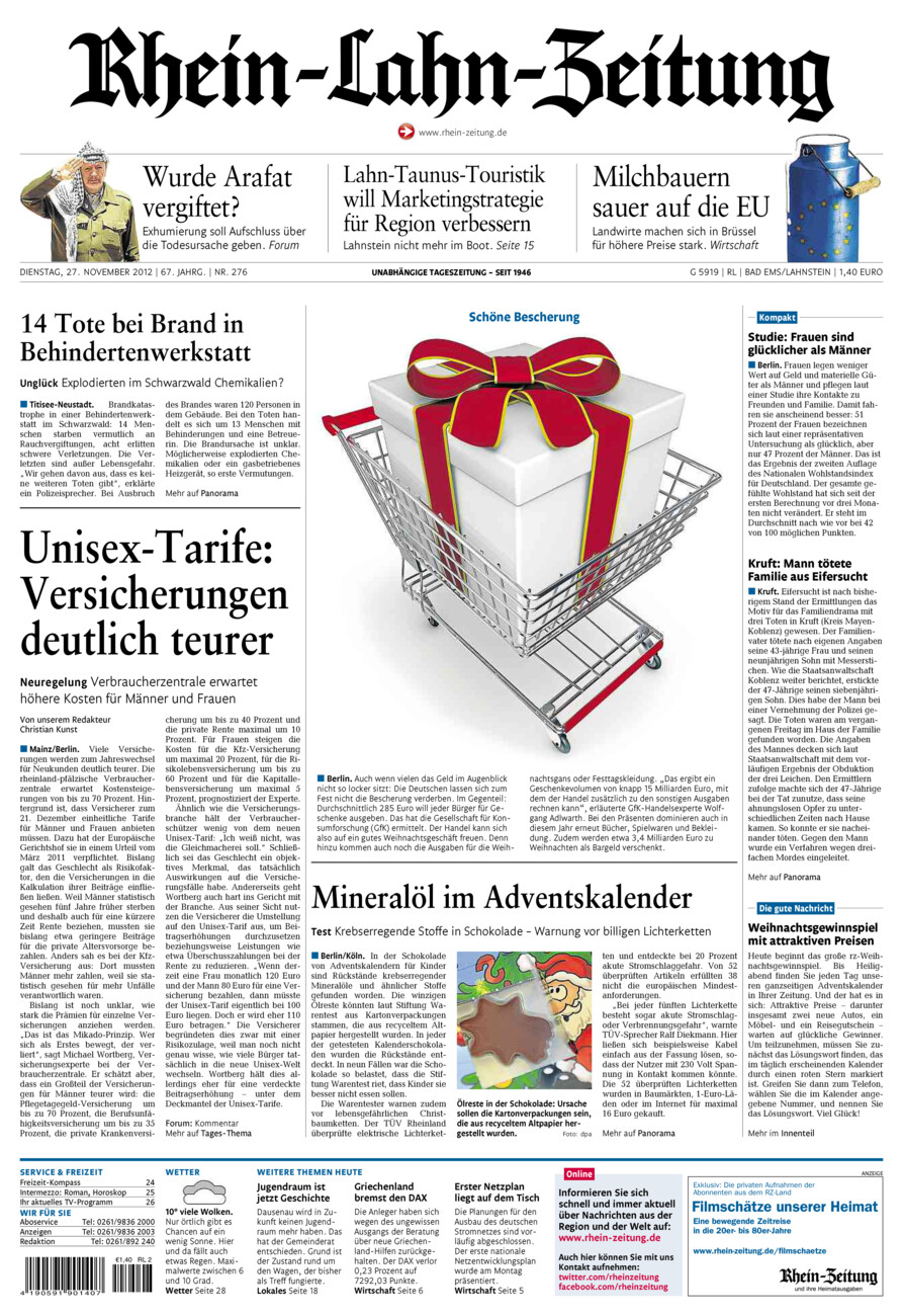 Rhein-Lahn-Zeitung vom Dienstag, 27.11.2012