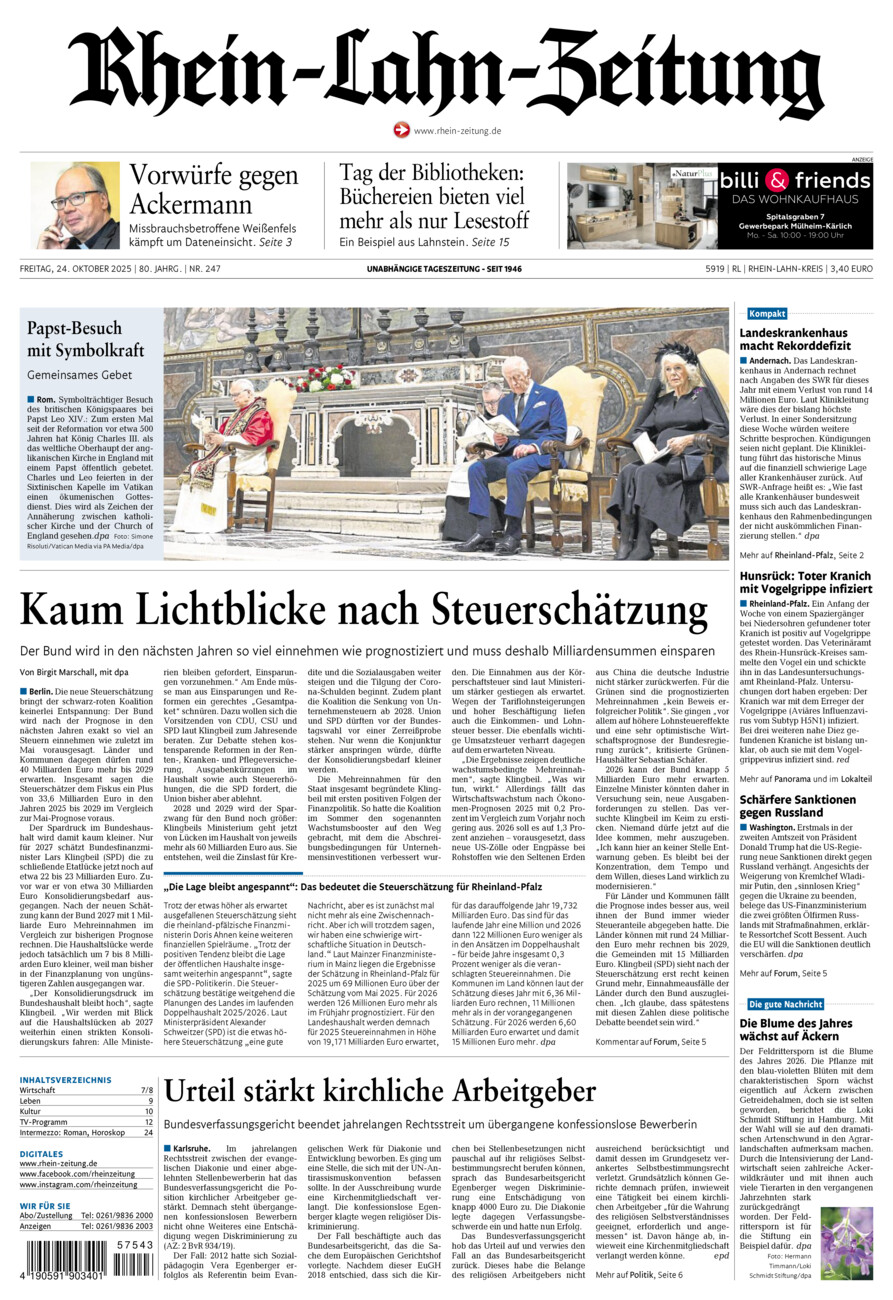 Rhein-Lahn-Zeitung vom Freitag, 24.10.2025