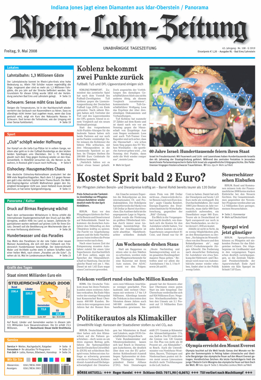 Rhein-Lahn-Zeitung vom Freitag, 09.05.2008