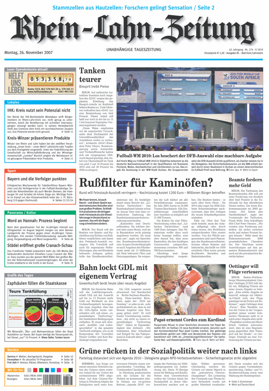 Rhein-Lahn-Zeitung vom Montag, 26.11.2007