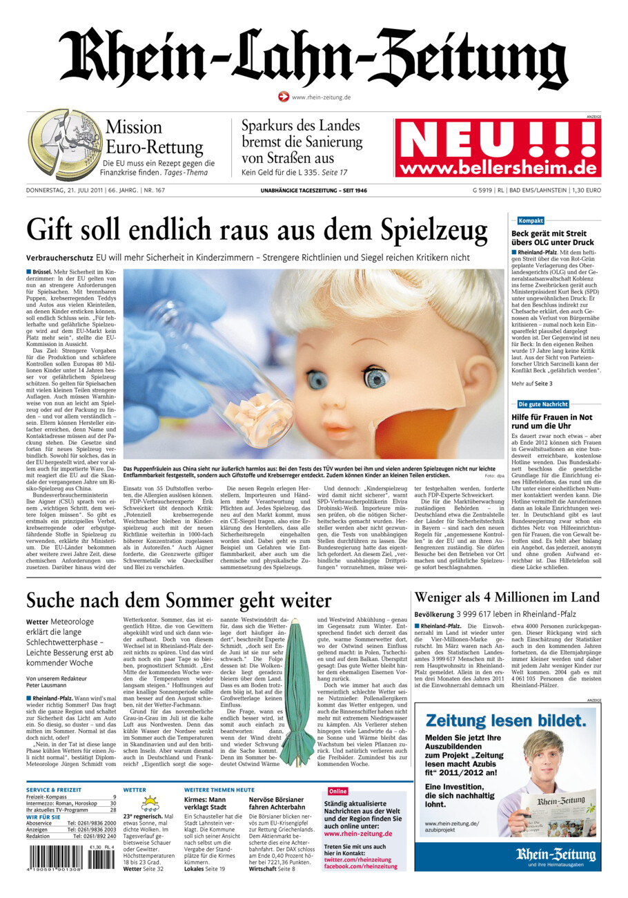 Rhein-Lahn-Zeitung vom Donnerstag, 21.07.2011