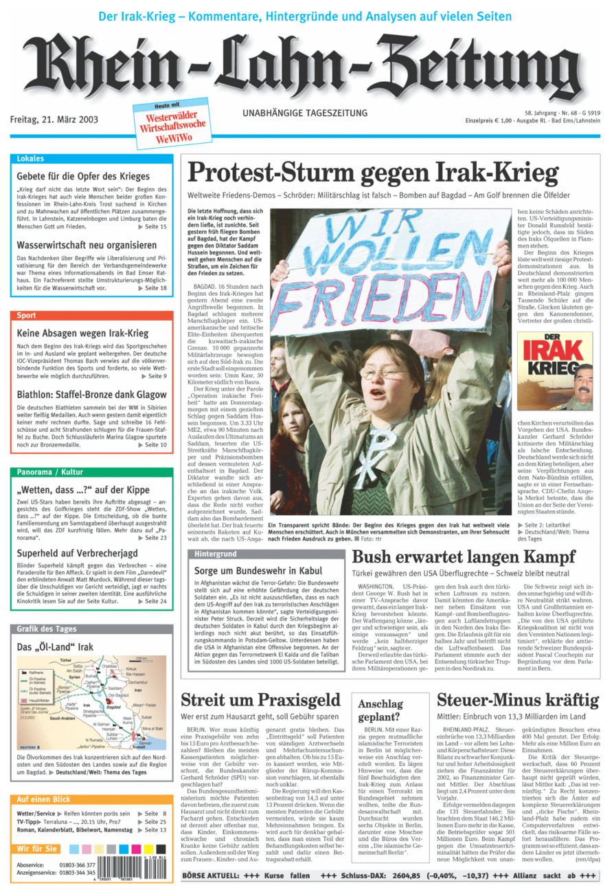 Rhein-Lahn-Zeitung vom Freitag, 21.03.2003