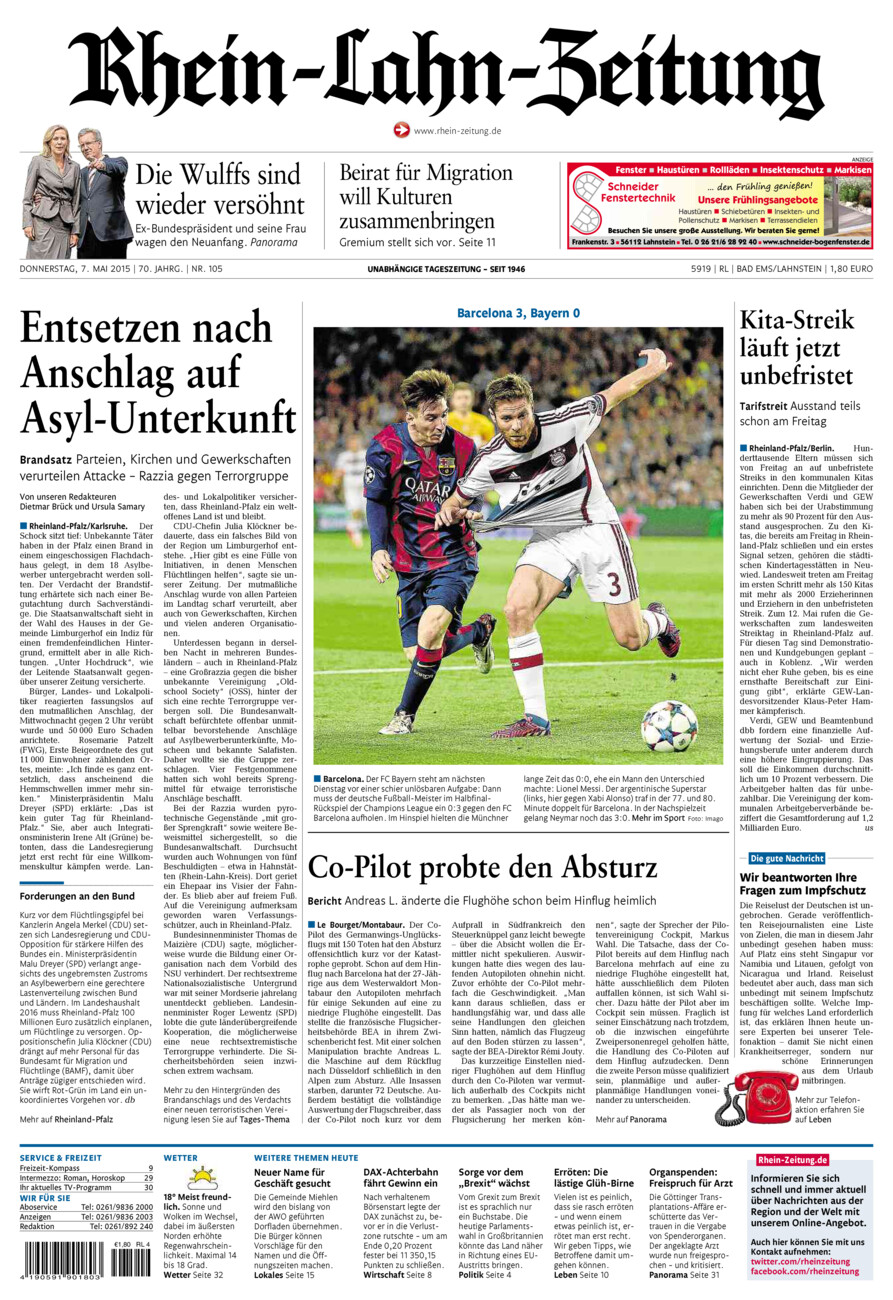 Rhein-Lahn-Zeitung vom Donnerstag, 07.05.2015