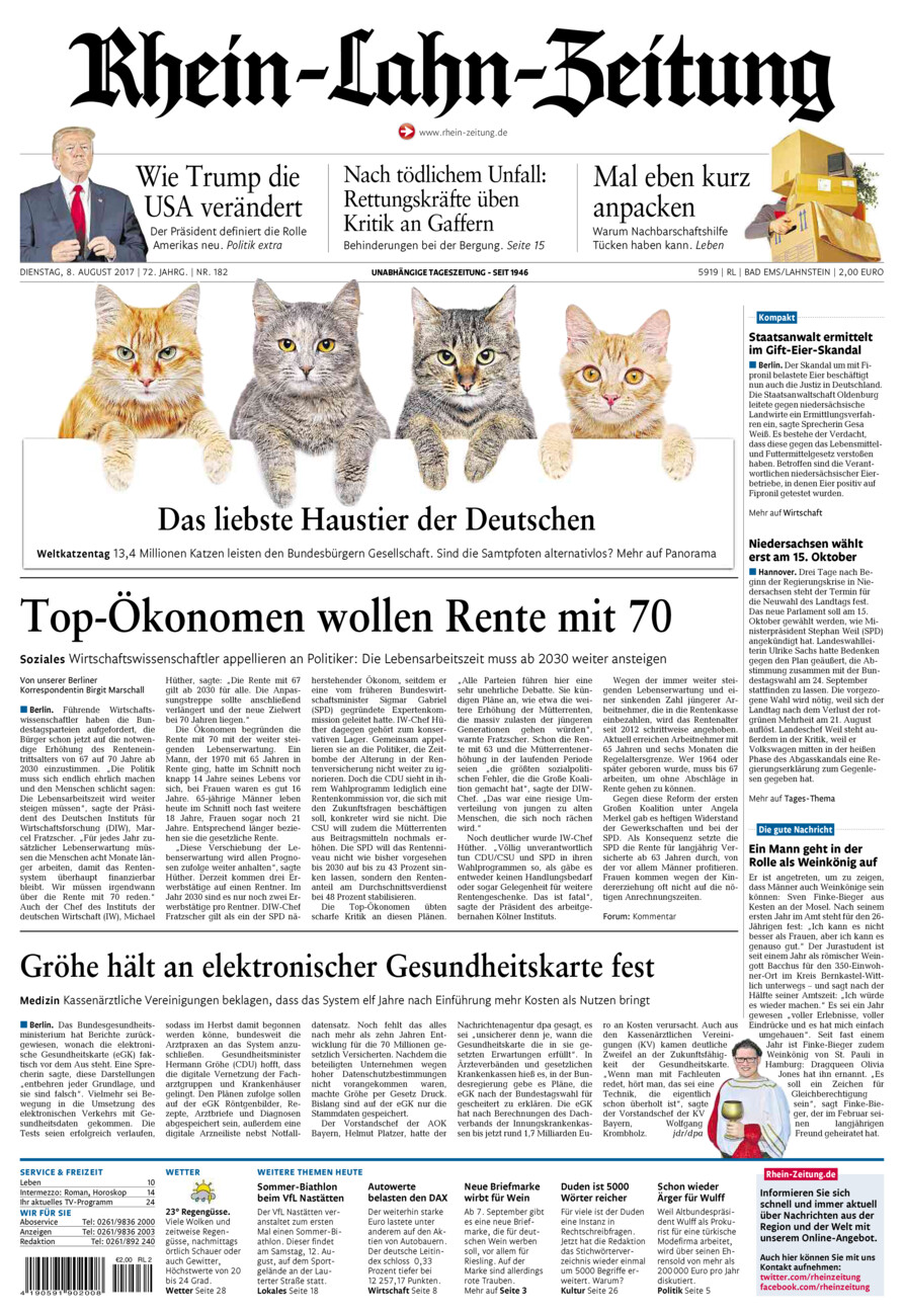 Rhein-Lahn-Zeitung vom Dienstag, 08.08.2017