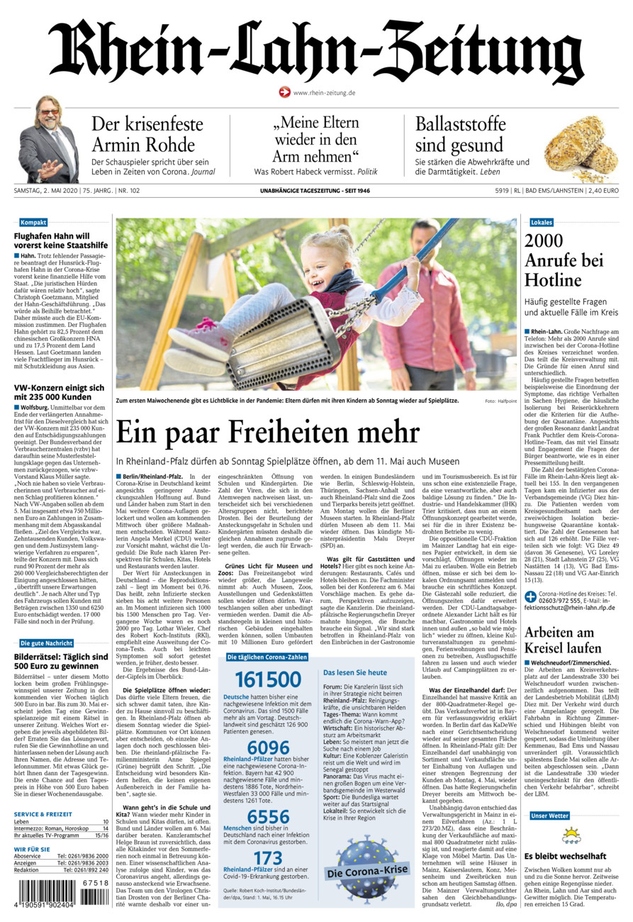 Rhein-Lahn-Zeitung vom Samstag, 02.05.2020