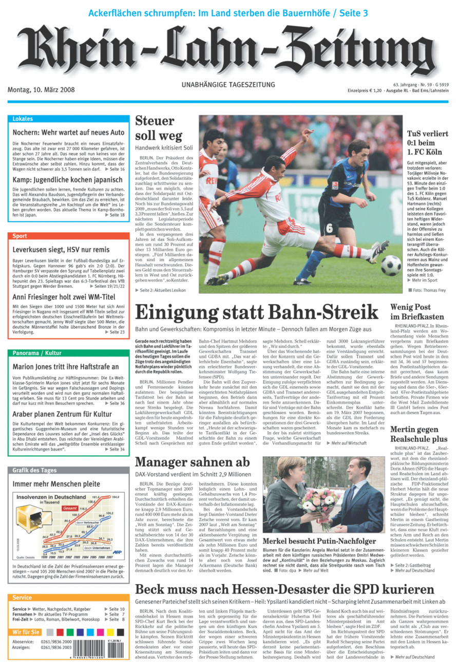 Rhein-Lahn-Zeitung vom Montag, 10.03.2008