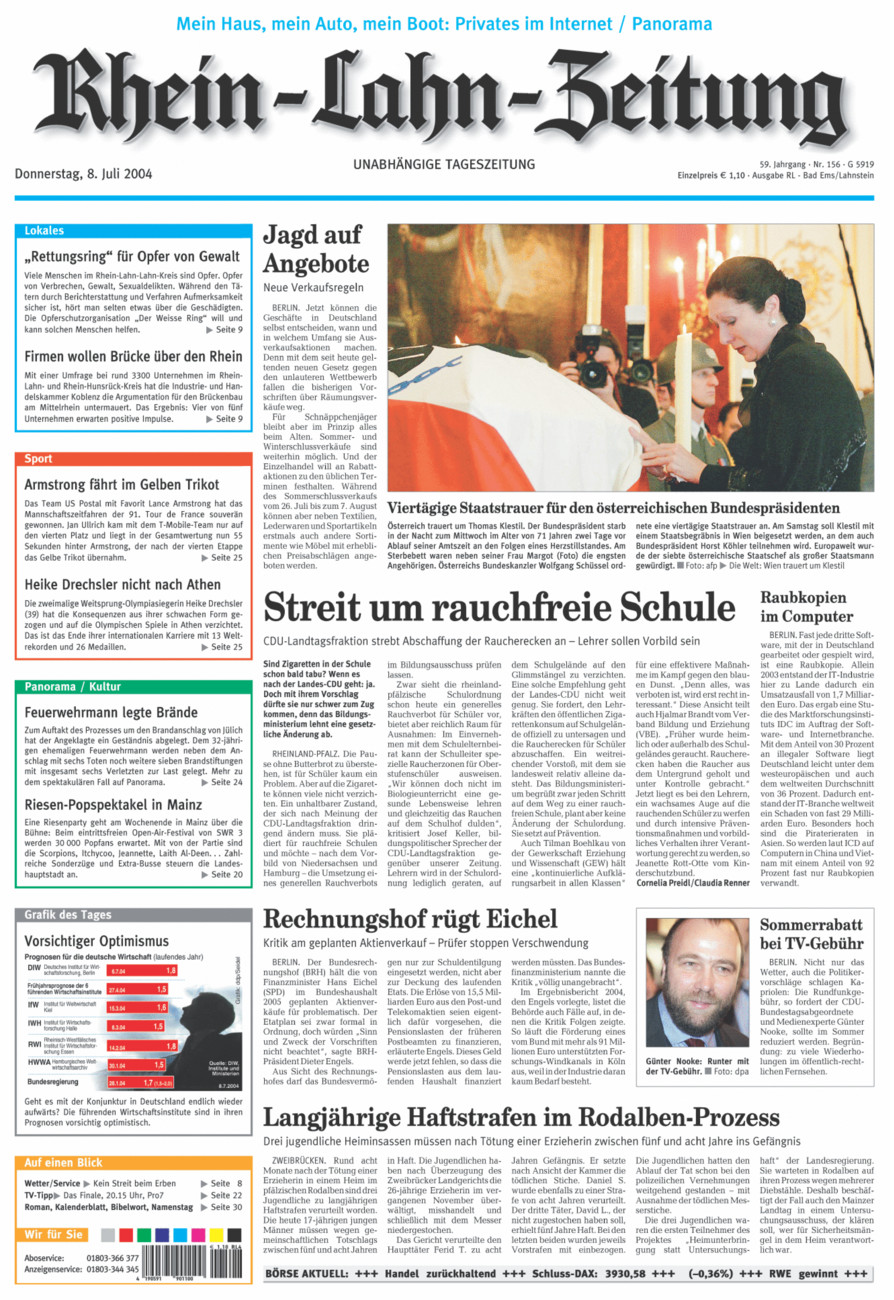 Rhein-Lahn-Zeitung vom Donnerstag, 08.07.2004