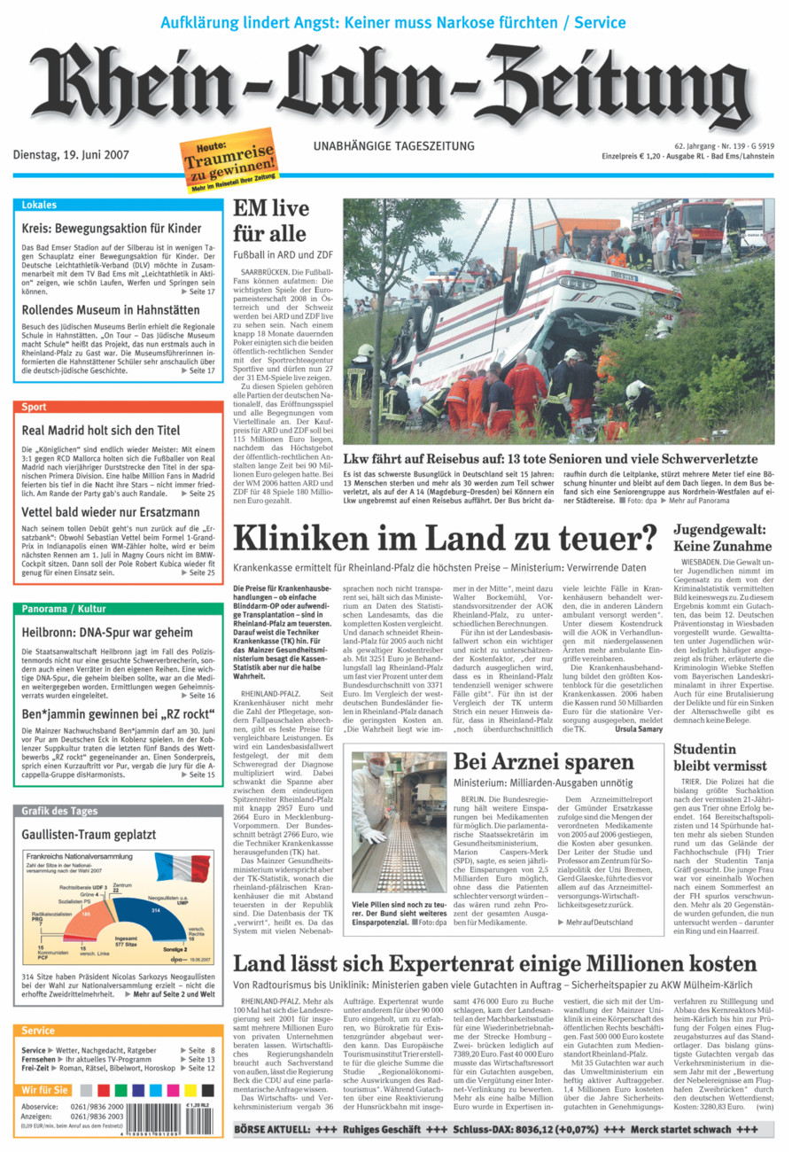 Rhein-Lahn-Zeitung vom Dienstag, 19.06.2007