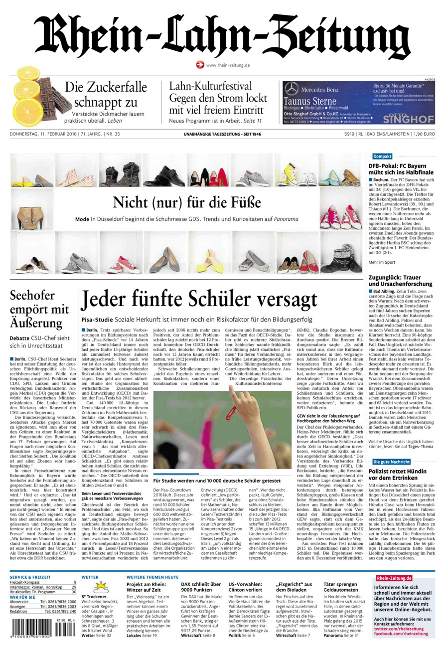 Rhein-Lahn-Zeitung vom Donnerstag, 11.02.2016