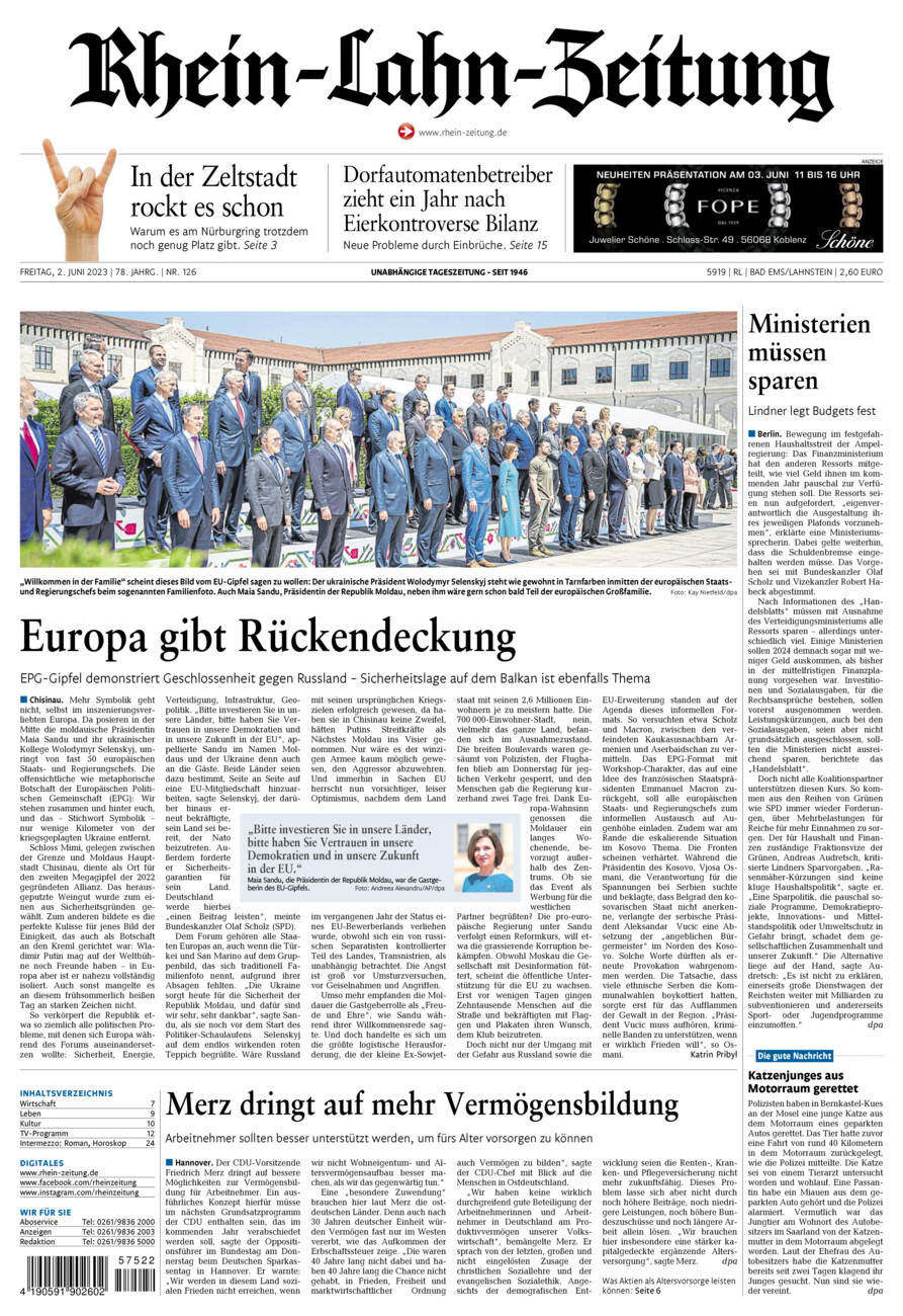 Rhein-Lahn-Zeitung vom Freitag, 02.06.2023