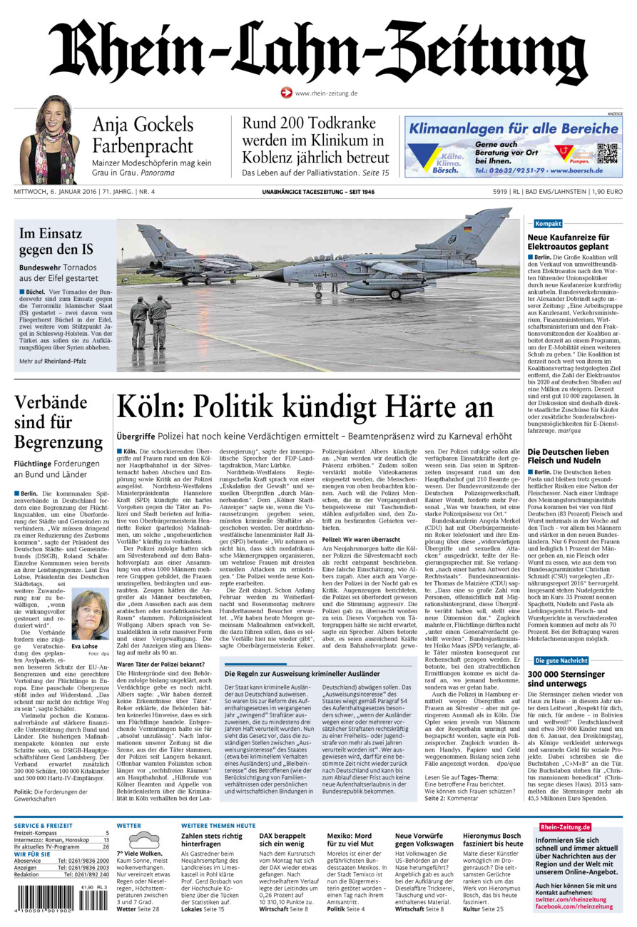 Rhein-Lahn-Zeitung vom Mittwoch, 06.01.2016