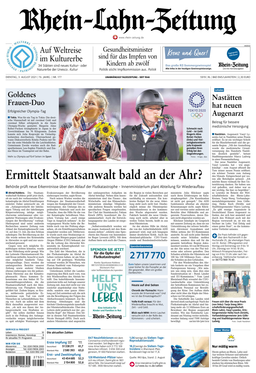 Rhein-Lahn-Zeitung vom Dienstag, 03.08.2021