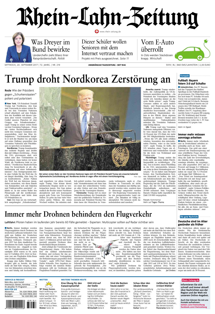 Rhein-Lahn-Zeitung vom Mittwoch, 20.09.2017