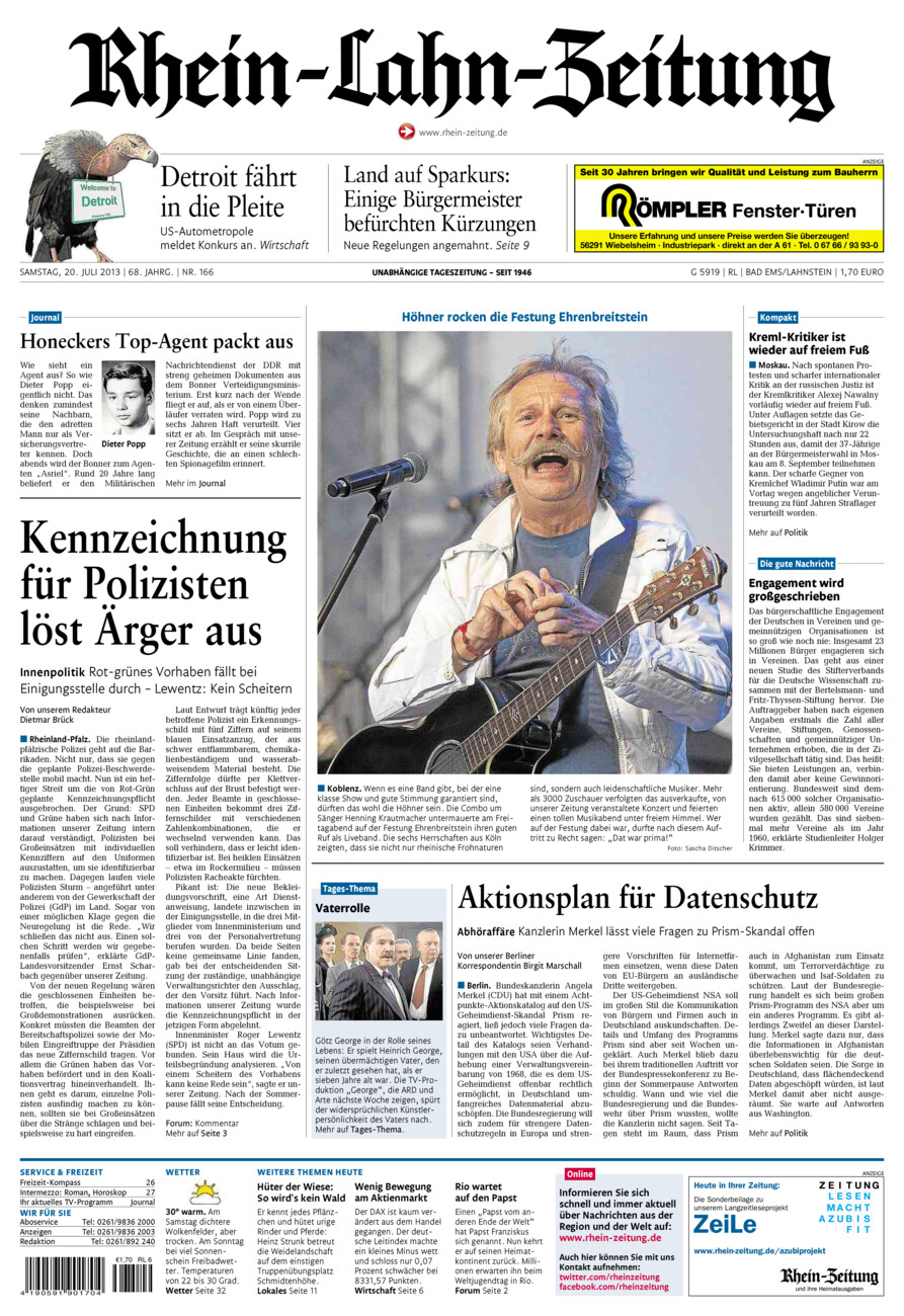 Rhein-Lahn-Zeitung vom Samstag, 20.07.2013