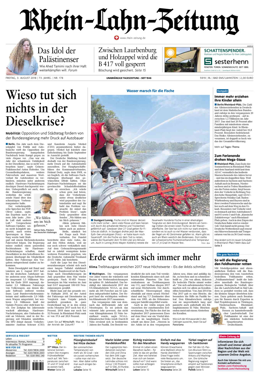 Rhein-Lahn-Zeitung vom Freitag, 03.08.2018