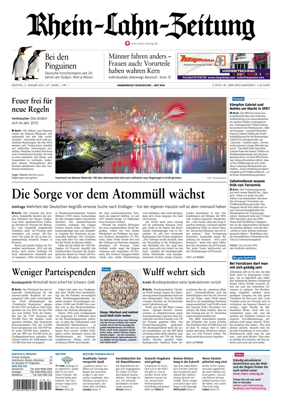 Rhein-Lahn-Zeitung vom Montag, 02.01.2012