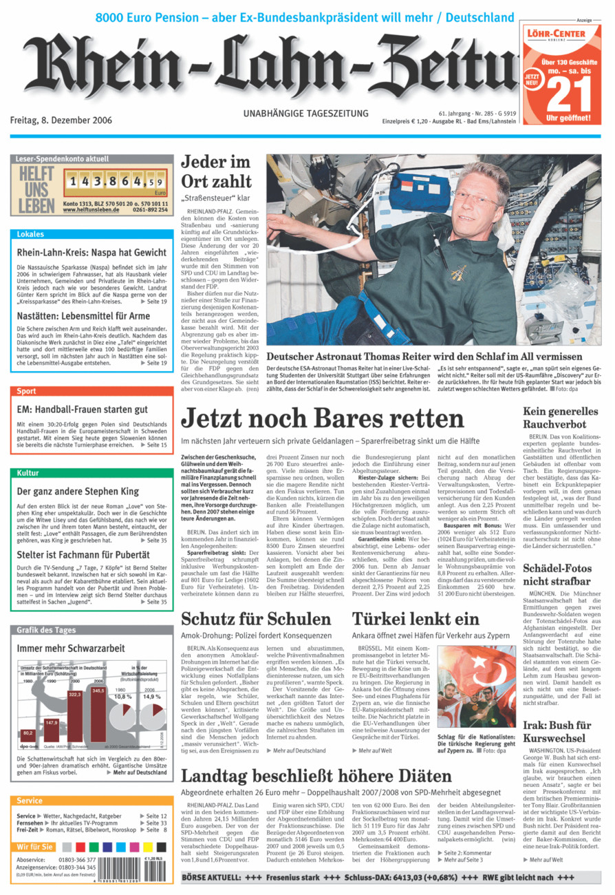 Rhein-Lahn-Zeitung vom Freitag, 08.12.2006