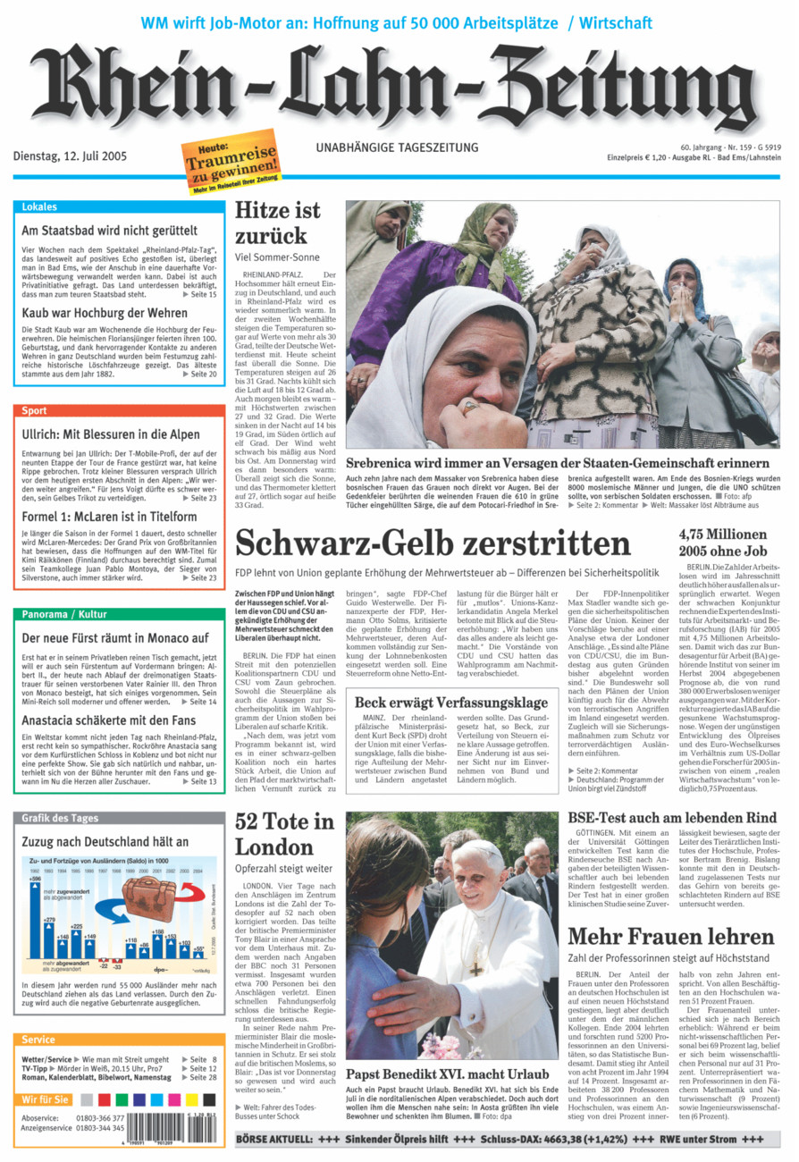 Rhein-Lahn-Zeitung vom Dienstag, 12.07.2005