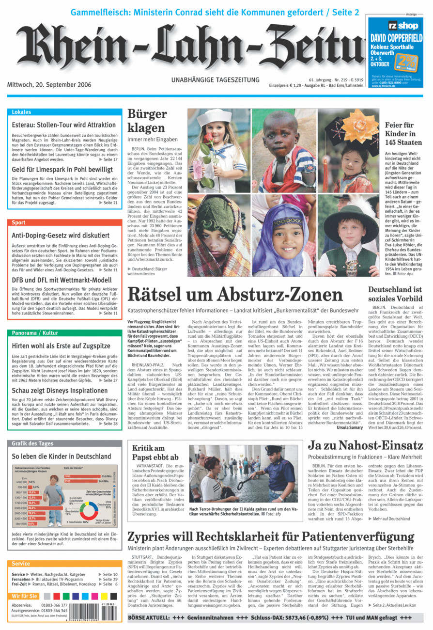 Rhein-Lahn-Zeitung vom Mittwoch, 20.09.2006