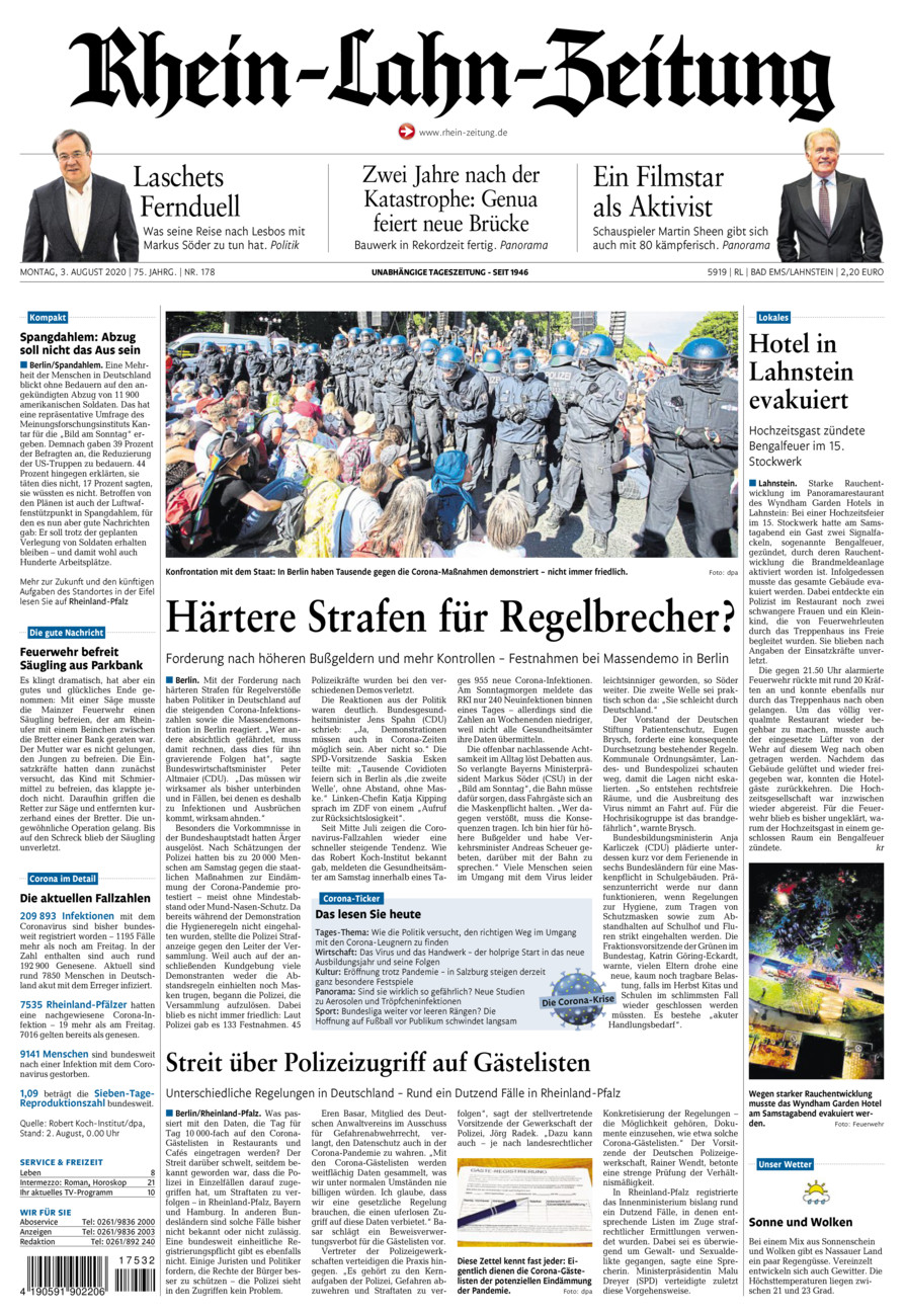 Rhein-Lahn-Zeitung vom Montag, 03.08.2020