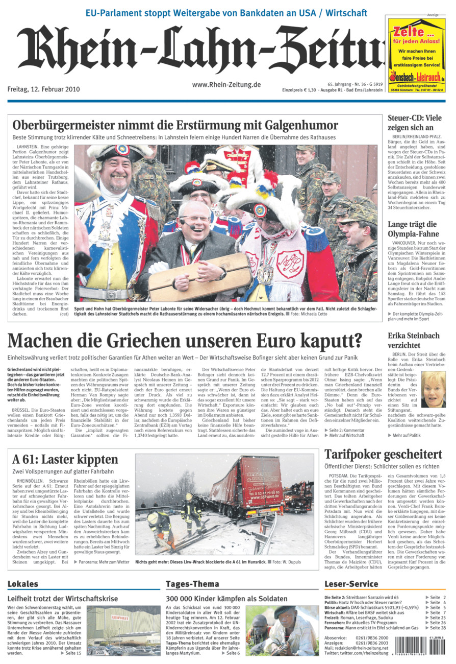 Rhein-Lahn-Zeitung vom Freitag, 12.02.2010