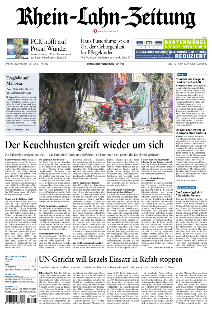 Rhein-Lahn-Zeitung vom Samstag, 25.05.2024