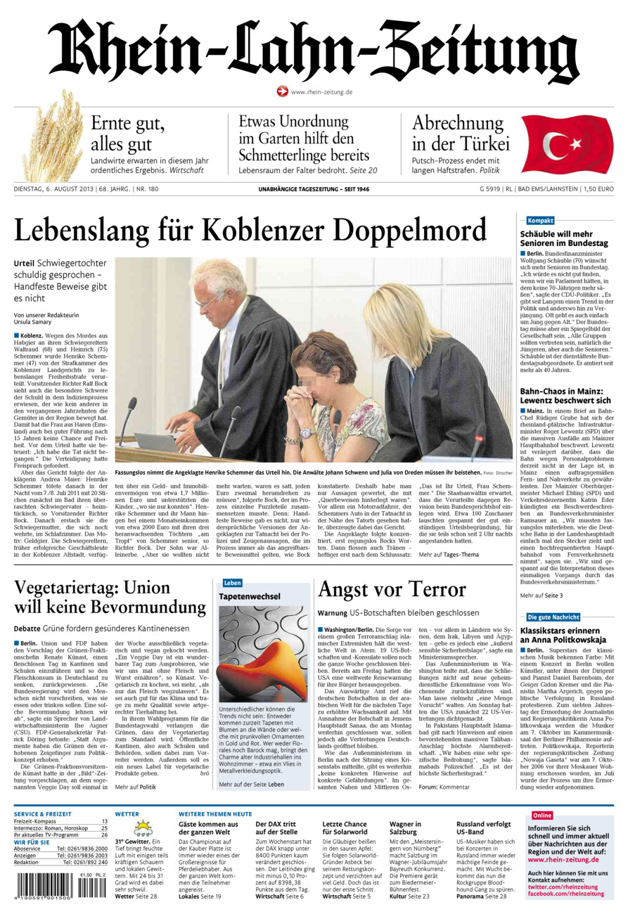 Rhein-Lahn-Zeitung vom Dienstag, 06.08.2013