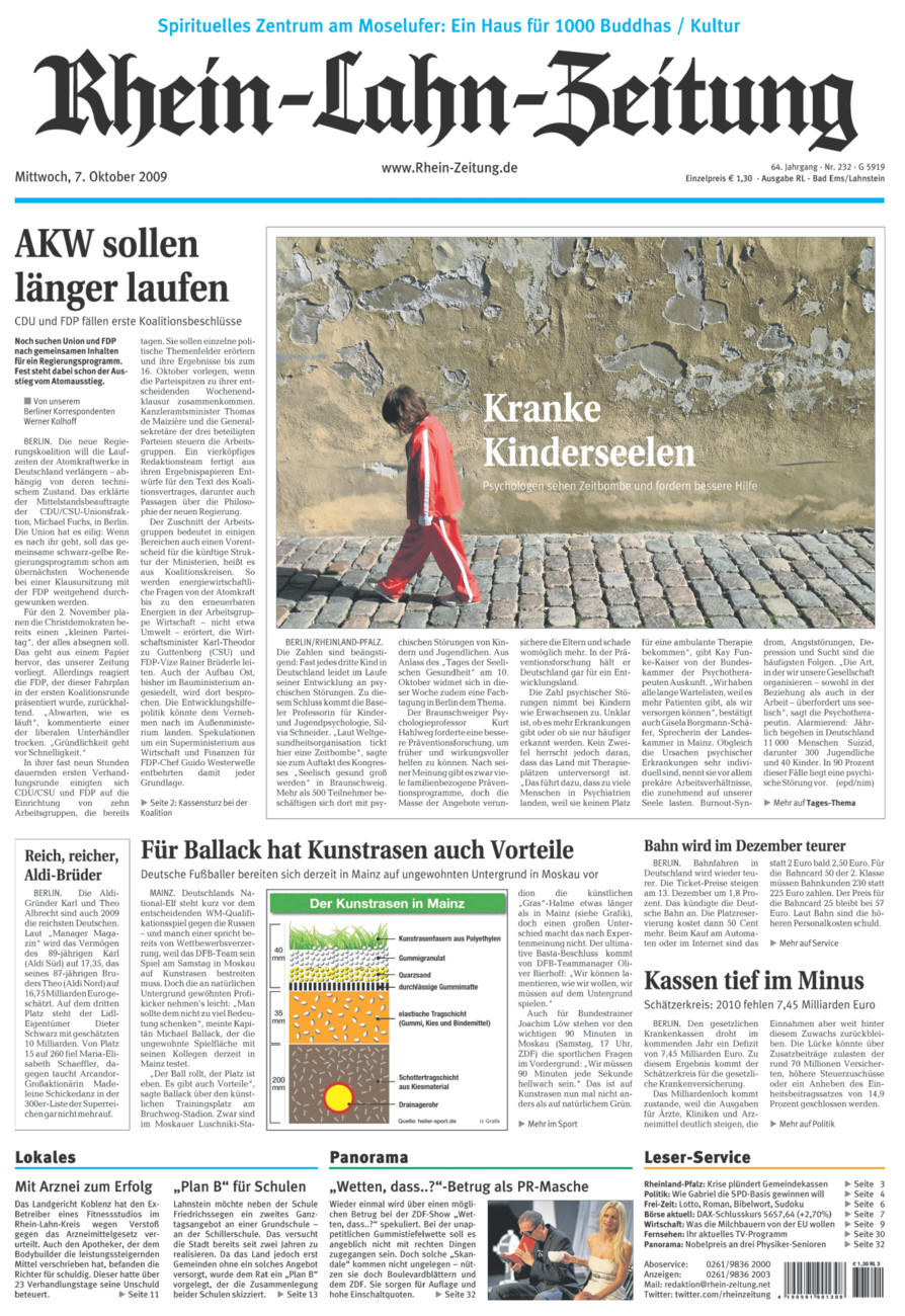 Rhein-Lahn-Zeitung vom Mittwoch, 07.10.2009