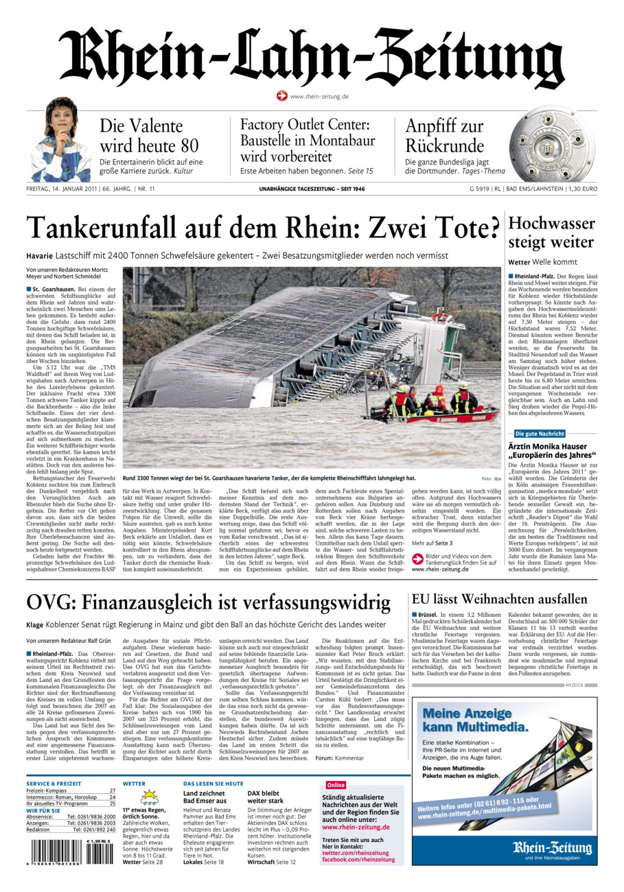 Rhein-Lahn-Zeitung vom Freitag, 14.01.2011