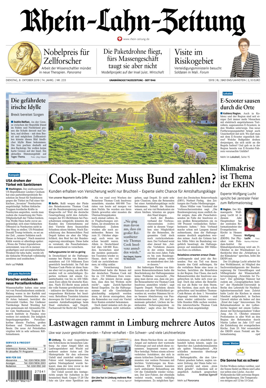 Rhein-Lahn-Zeitung vom Dienstag, 08.10.2019