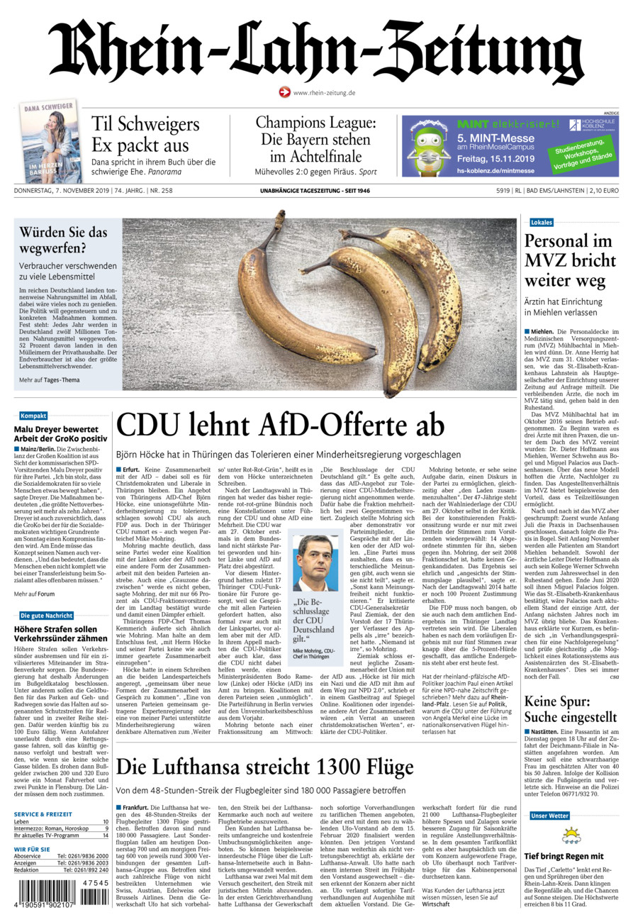 Rhein-Lahn-Zeitung vom Donnerstag, 07.11.2019